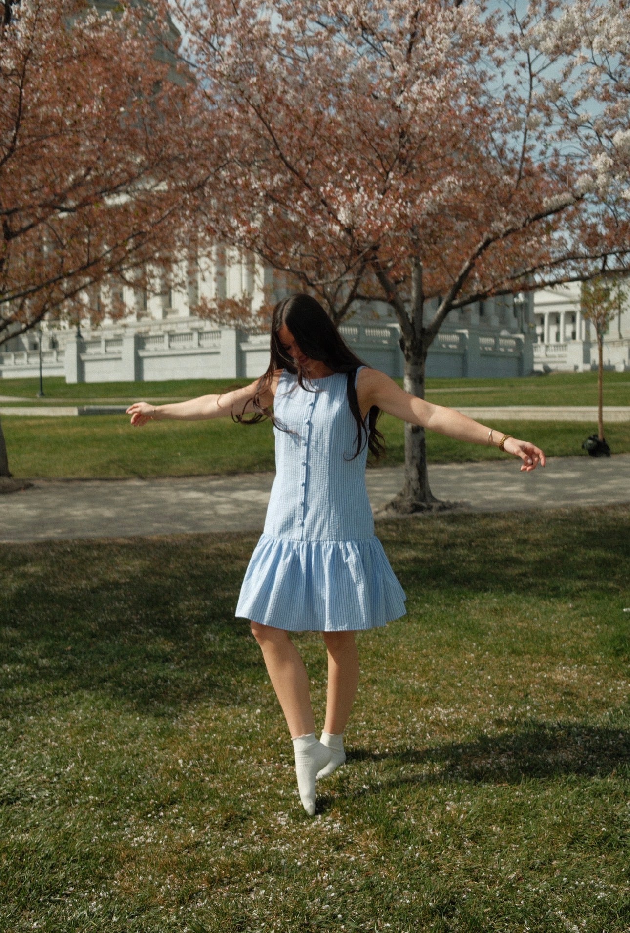 crochet midi dress blue Valya Dress with Iris Embroidery main image 1
